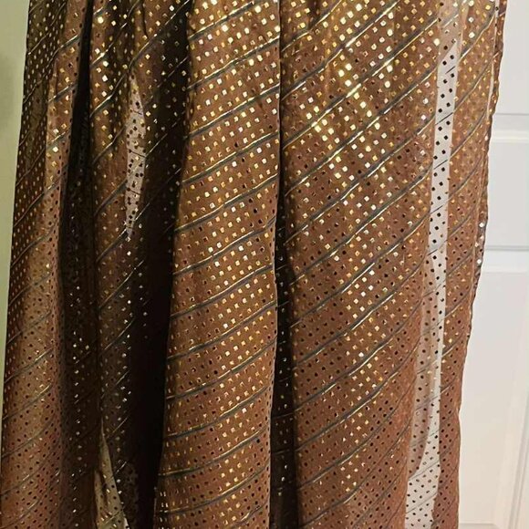NWT Handmade Brown & Gold Scarf by Sana – Geometric Glow Design - Picture 7 of 12